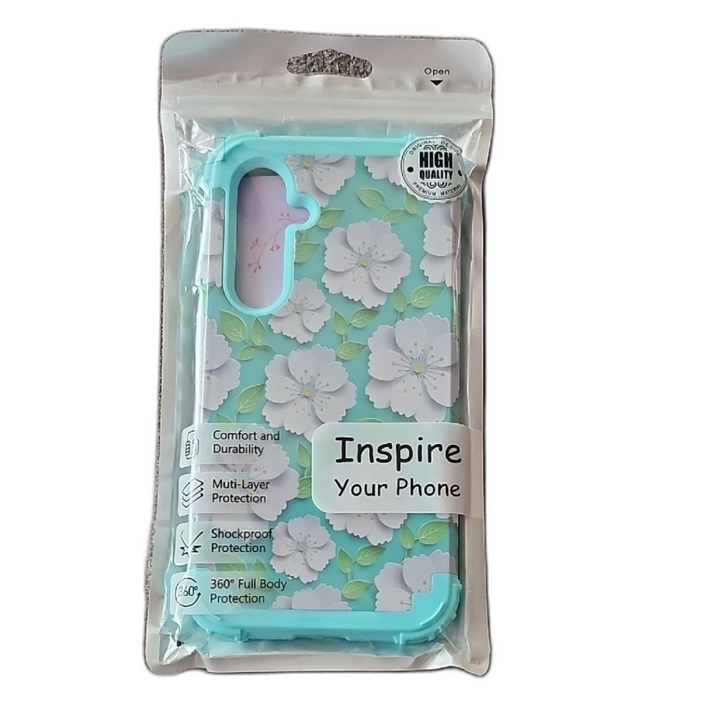 Floral Slim Shockproof Phone Case Cover Mint Green Flower Pattern